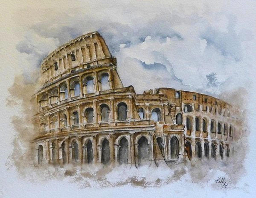 Romes Colosseum Painting by Kelly Mills