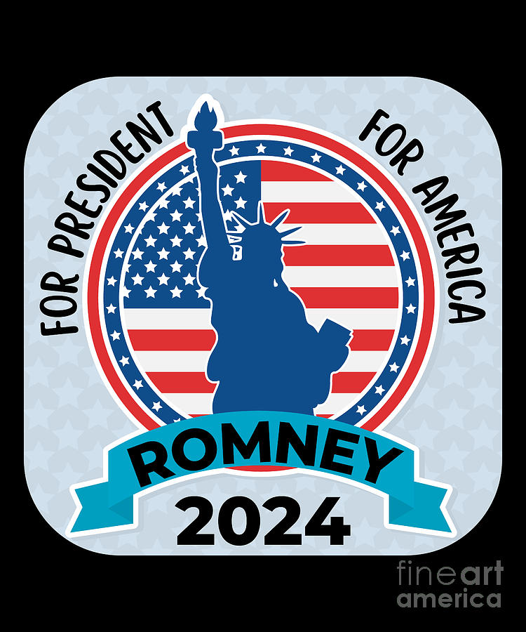 Romney For President 2024 with Flag and Statue of Liberty Digital Art