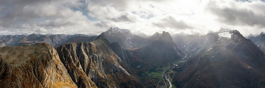 Romsdalen valley Andalsnes Trollveggen Aerial Norway Photograph by Sonny Ryse