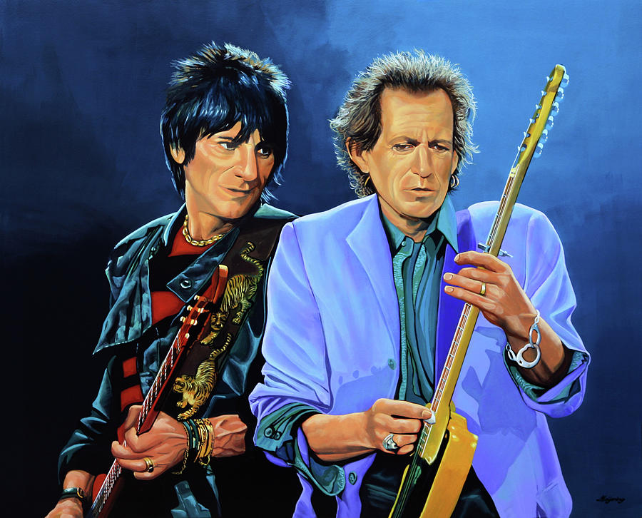 The Rolling Stones Painting - Ron and Keith Painting by Paul Meijering