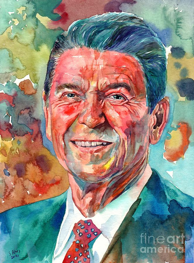 Ronald Reagan Painting - Ronal Reagan Portrait II by Suzann Sines