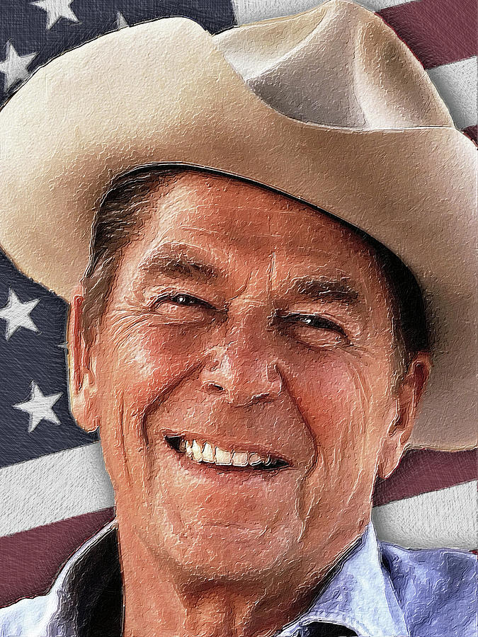 Ronald President Reagan Happy American Pop Art Painting Colorful Painting by Tony Rubino