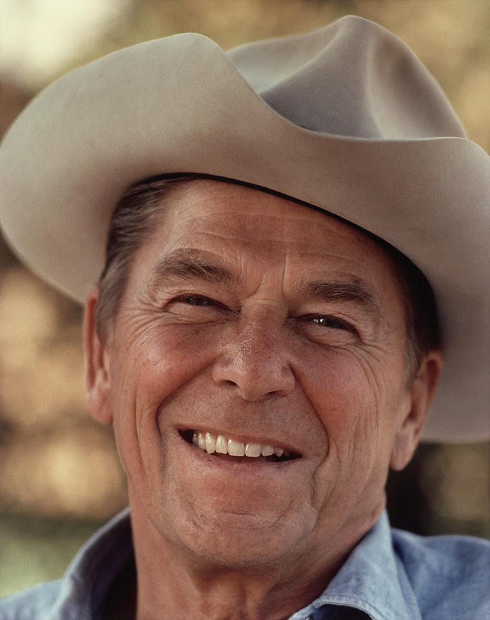 Ronald Reagan in Cowboy Hat Photograph by Staff Photographer