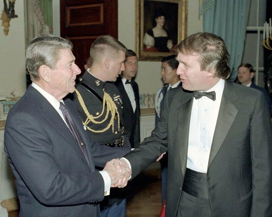 Ronald Reagan Meets Donald Trump 1987 Visit To White House Digital Art by Celestial Images
