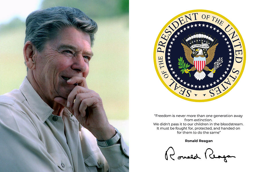 Ronald Reagan Quote Art 2 by Ahmet Asar Digital Art by Celestial Images