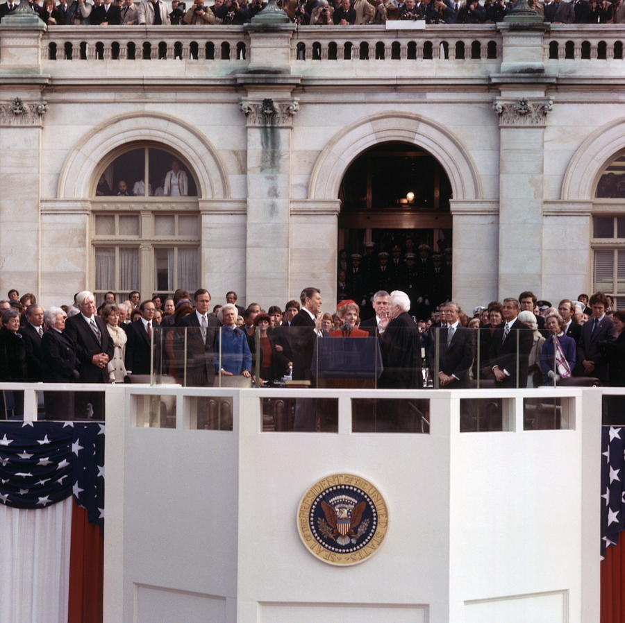 Ronald Reagan Takes The Oath Of Office - 1981 Photograph by War Is Hell Store