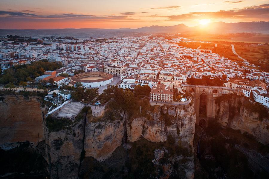 Ronda aerial view sunrise Photograph by Songquan Deng