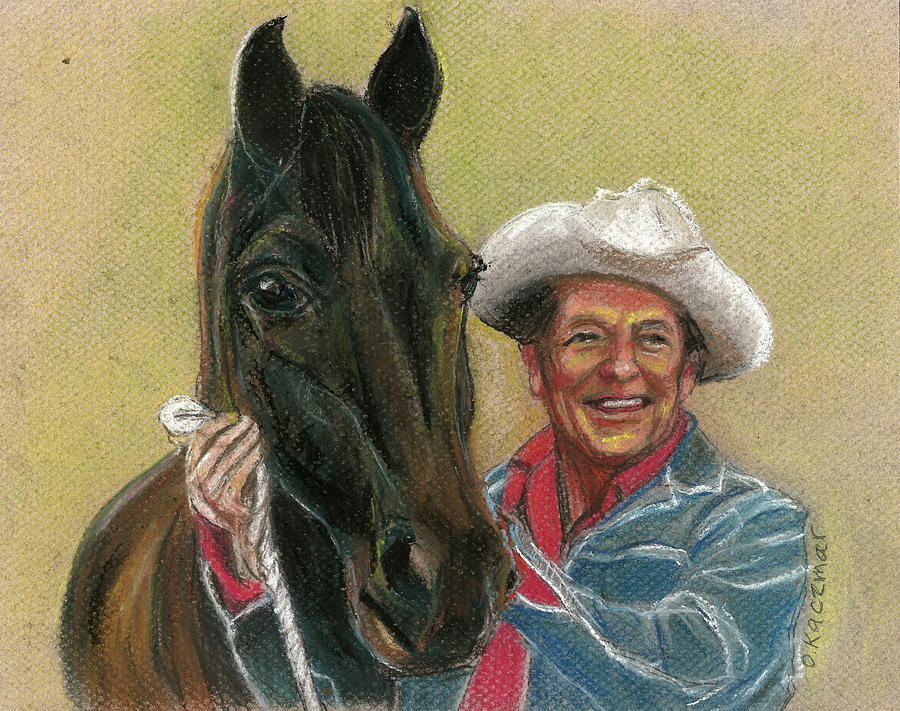 Ronnie and his Best Horse Pastel by Olga Kaczmar