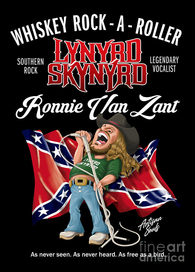 Ronnie Van Zant Digital Art - Ronnie Van Zant Caricature Poster by Tens Graphy