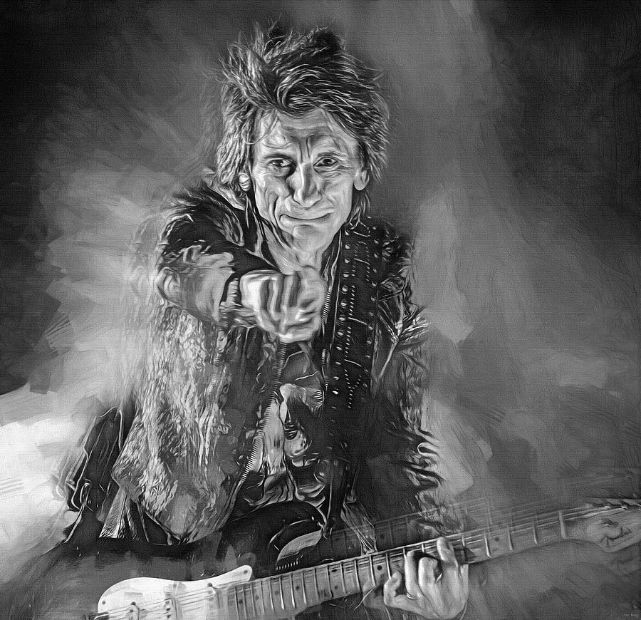 Ronnie Wood Mixed Media by Mal Bray