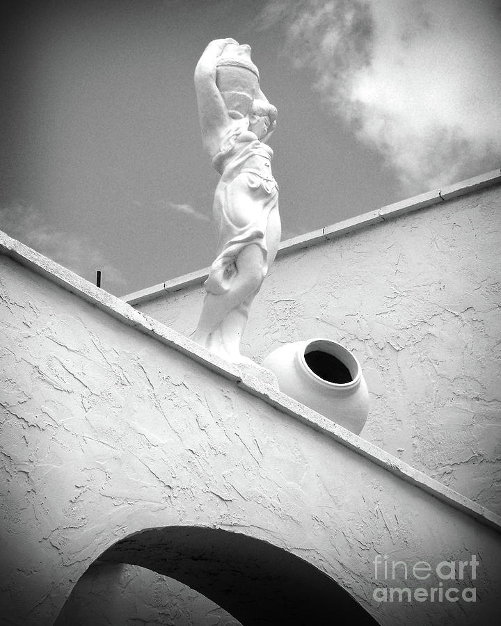 Rooftop Statue BW Photograph by Chris Andruskiewicz