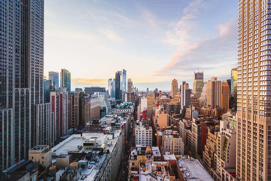 Rooftop view of Midtown Manhattan skyline, New York City Photograph by © Marco Bottigelli