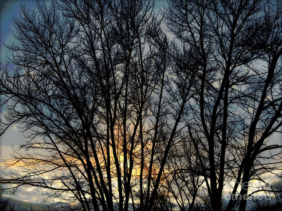 Rooftop Winter Sunset - Impressionism Photograph by Frank J Casella