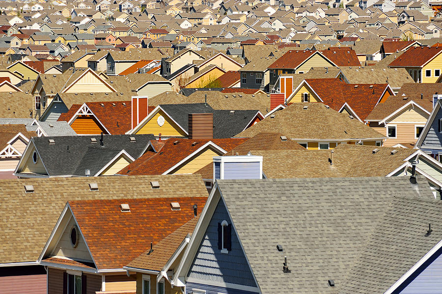 Rooftops in suburban development, Colorado Springs, Colorado, United States Photograph by Mint Images