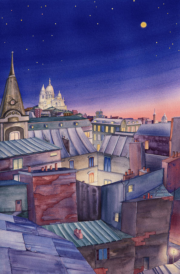 Rooftops of Paris II Painting by Scott Kirby