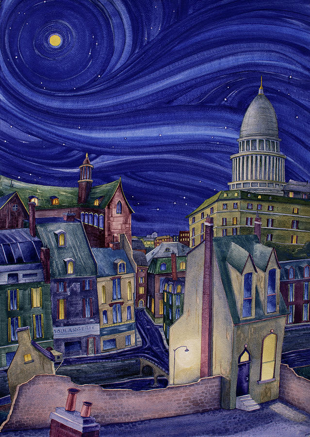 Rooftops of Paris V Painting by Scott Kirby