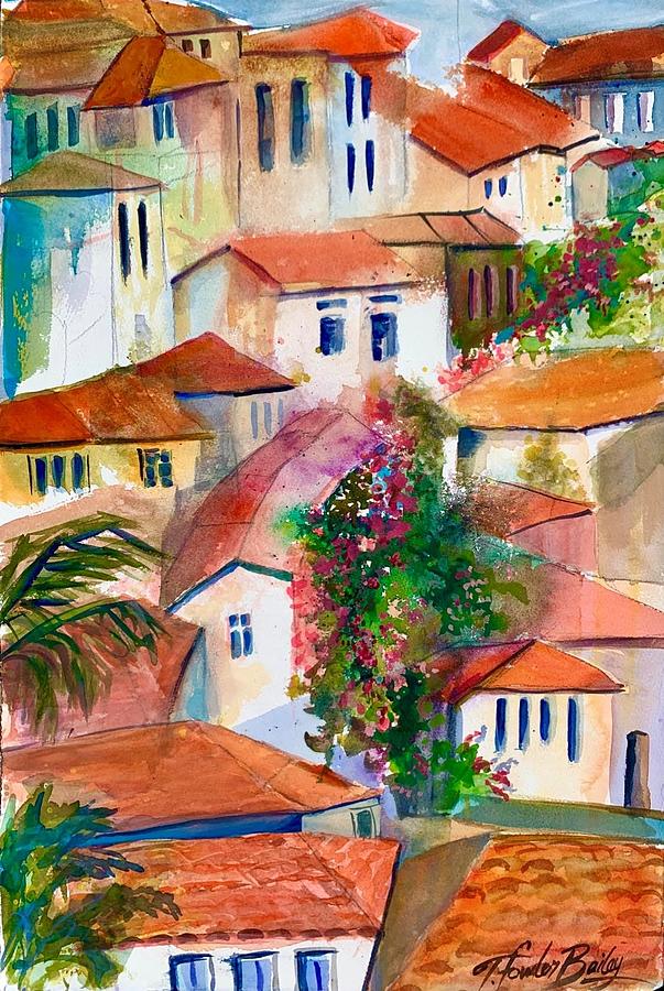 Porto Painting - Rooftops of Portugal by Therese Fowler-Bailey