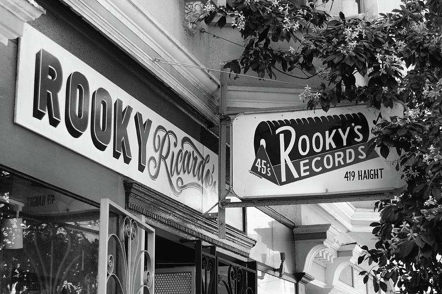 Rookys Records Store Haight Ashbury Neighborhood San Francisco Black and White Photograph by Shawn OBrien