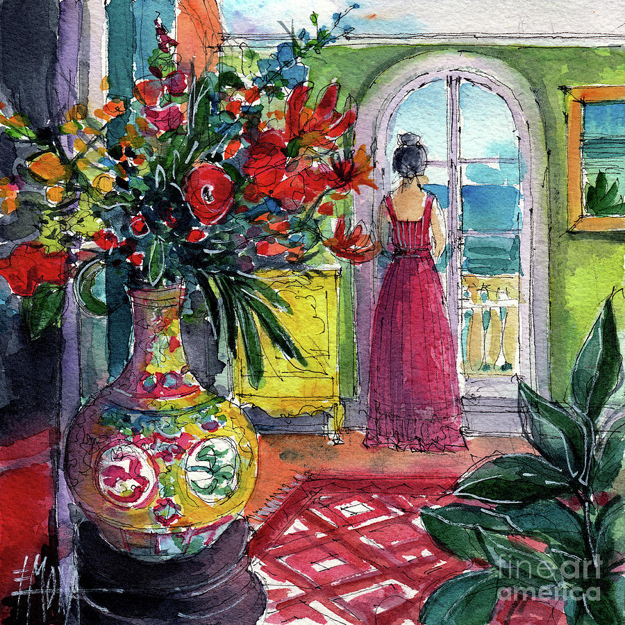 Flower Painting - ROOM PORTRAIT 112 The Colorful Bouquet watercolor painting Mona Edulesco by Mona Edulesco