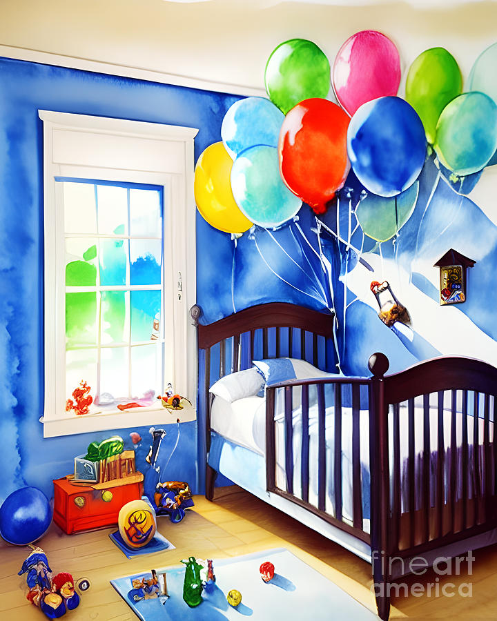 Room With Balloons 2 Digital Art by Claudia Zahnd-Prezioso