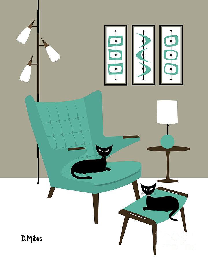 Room with Teal Papa Bear Chair Digital Art by Donna Mibus