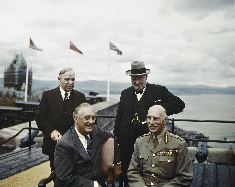 Roosevelt - Churchill - King - Cambridge - Quebec Conference 1943 Photograph by War Is Hell Store