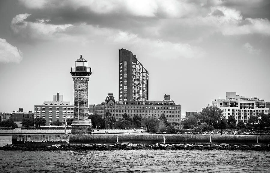 Roosevelt Island Lighthouse In Black and White Photograph by Greg and Chrystal Mimbs