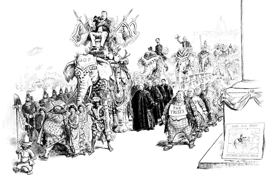 Roosevelt Procession, c1905 Drawing by William A Rogers