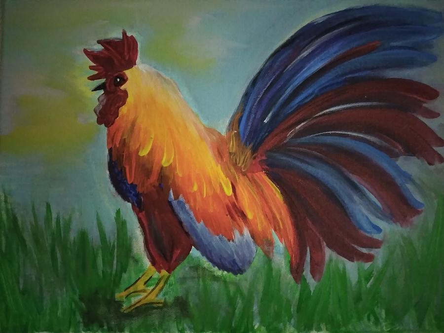 Rooster Painting by Barbara Fincher