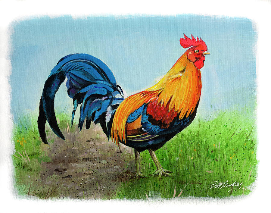 Rooster Painting by Bill Dunkley