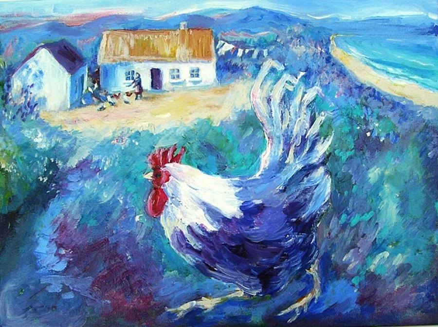 Rooster by the Shore  Painting by Trudi Doyle