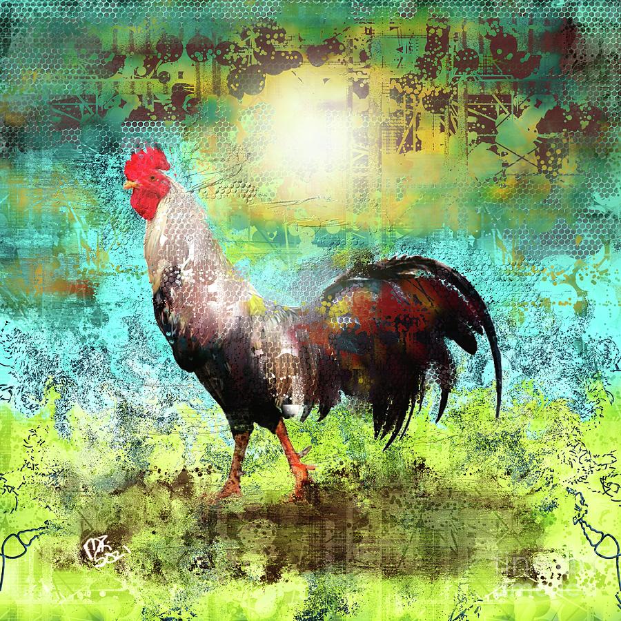 Rooster Cogwire Digital Art by Michelle Ressler