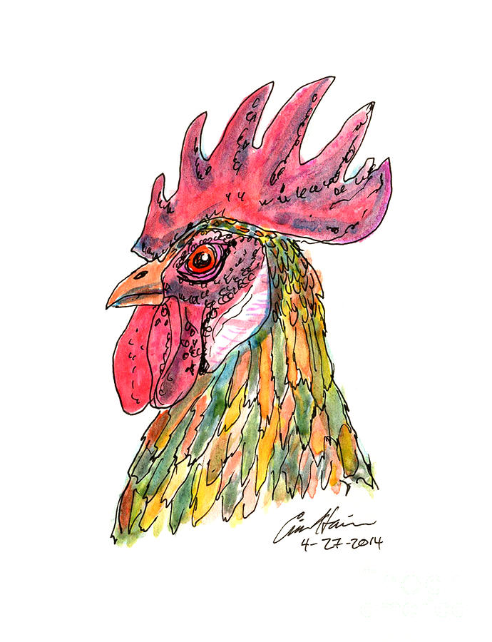 Rooster Drawing by Eric Haines