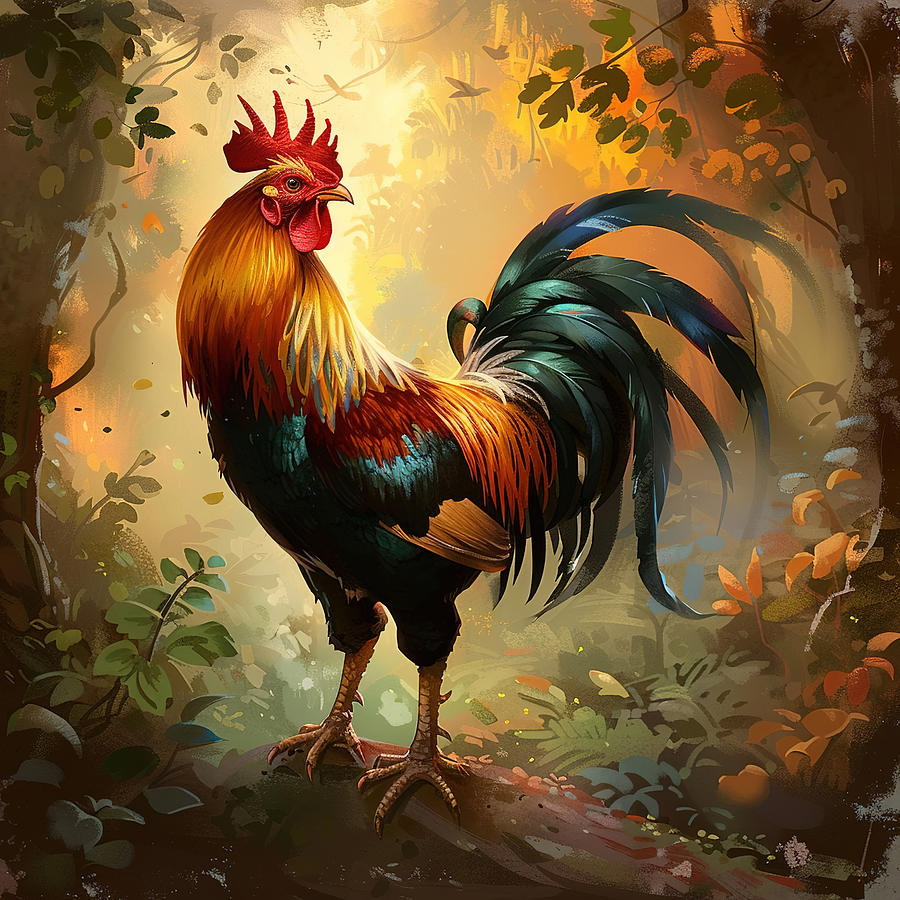 Rooster In The Forest Digital Art by Athena Mckinzie