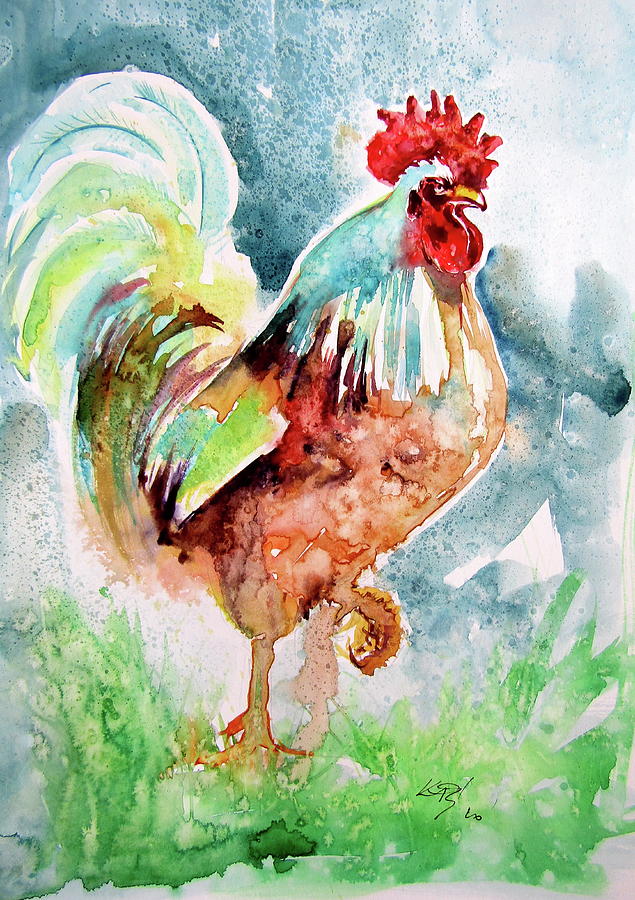 Rooster in the yard V Painting by Kovacs Anna Brigitta - Fine Art America