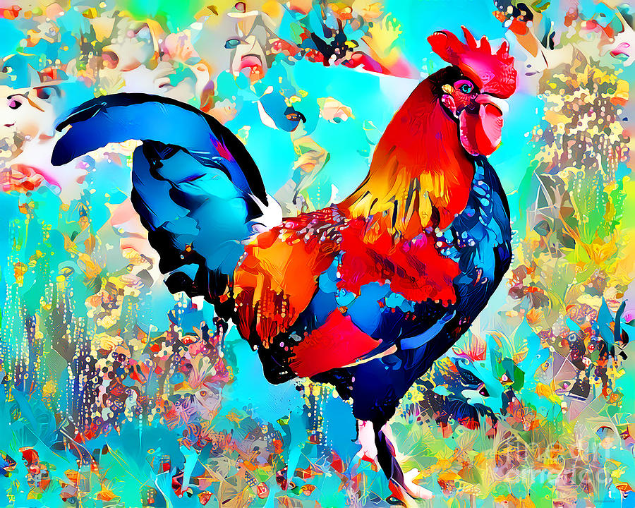 Rooster In Vibrant Contemporary Art 20210715  Photograph by Wingsdomain Art and Photography