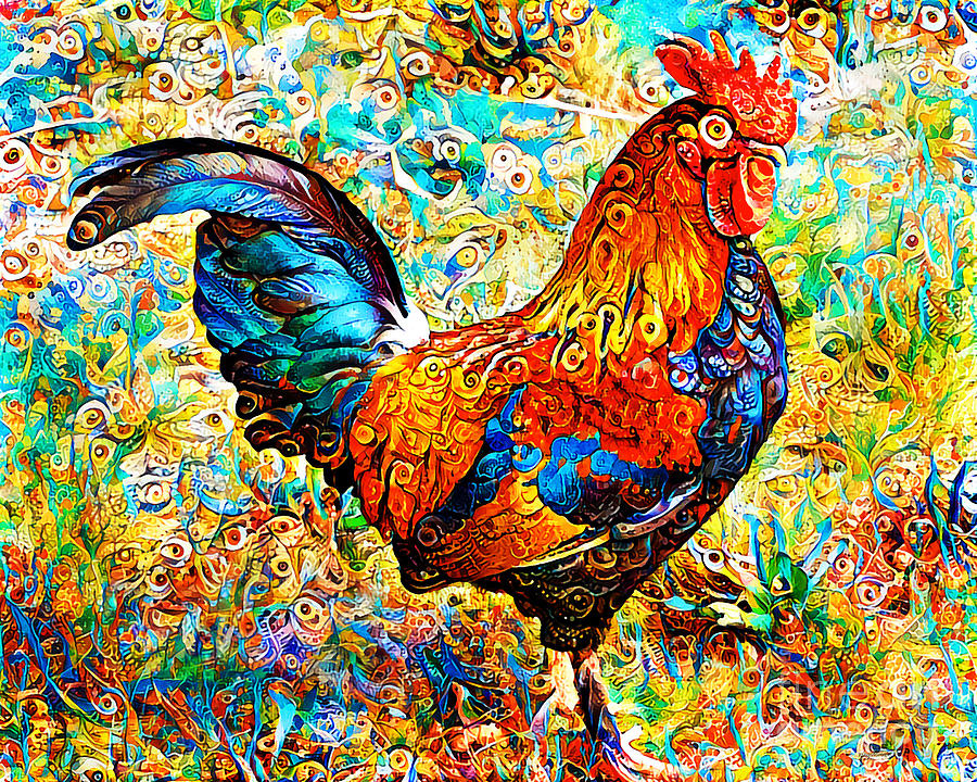 Rooster In Vibrant Surreal Abstract Ddg005 20200421 Photograph By 