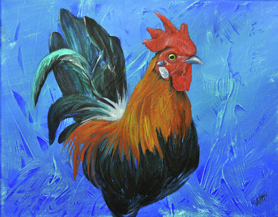 Rooster Painting - Rooster by Jessica Tookey