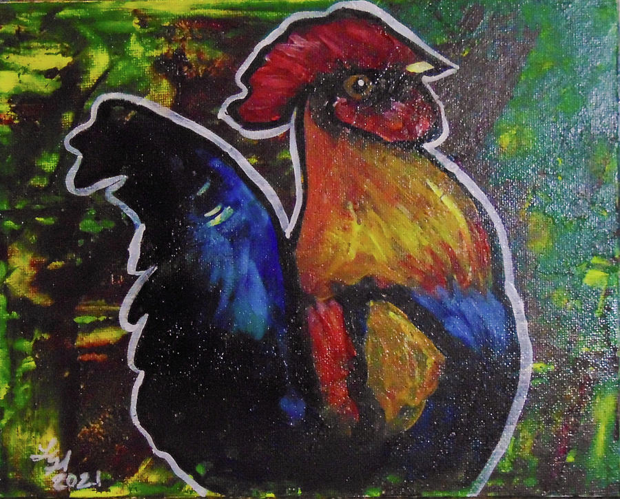 Rooster Painting by Loretta Nash