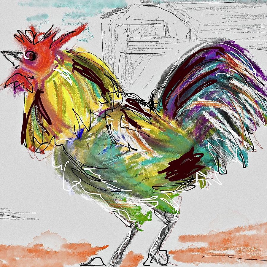 Rooster Man Digital Art by Mary Jane Mulholland