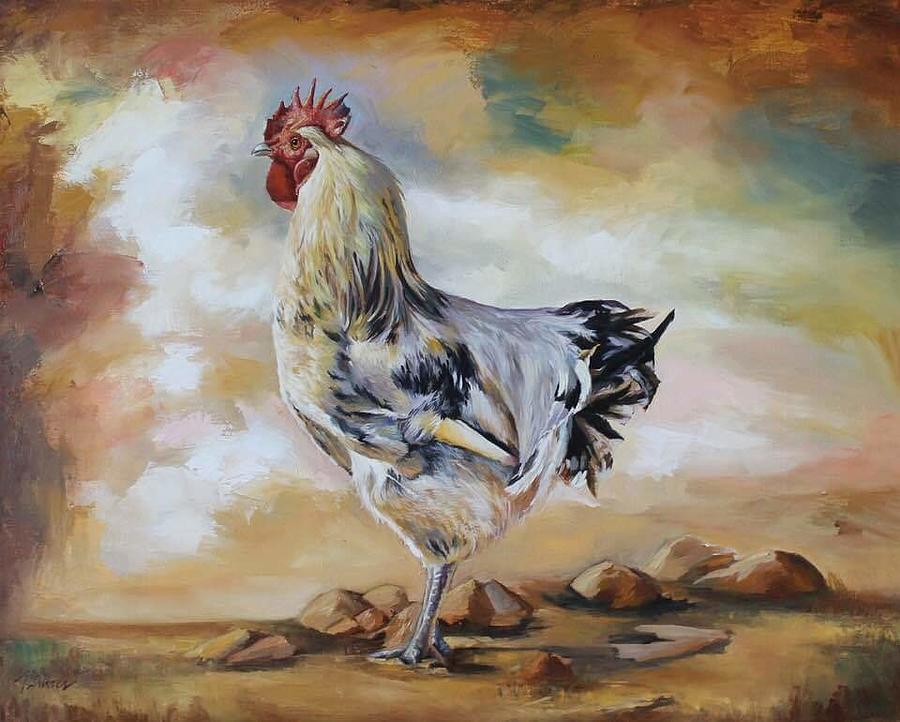 Rooster oil painint Painting by Alfredo Linares - Fine Art America