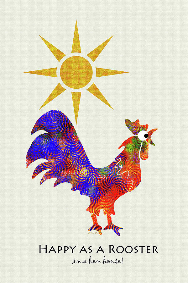 Rooster Pattern Art Mixed Media by Christina Rollo