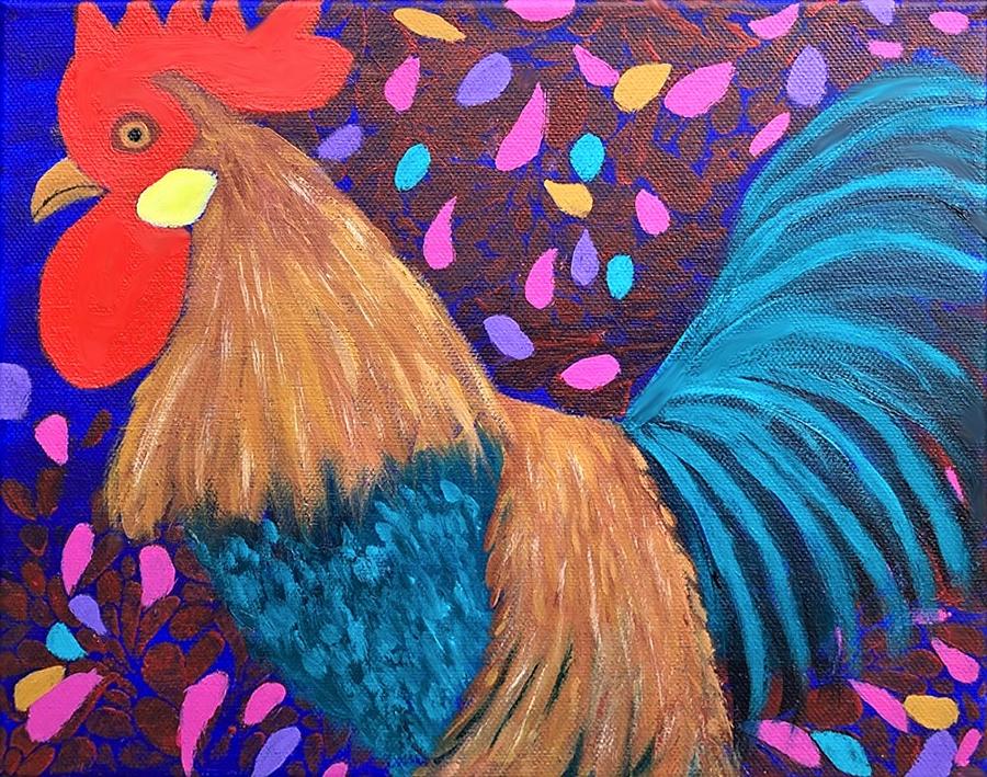 Rooster Painting by Sue Gurland