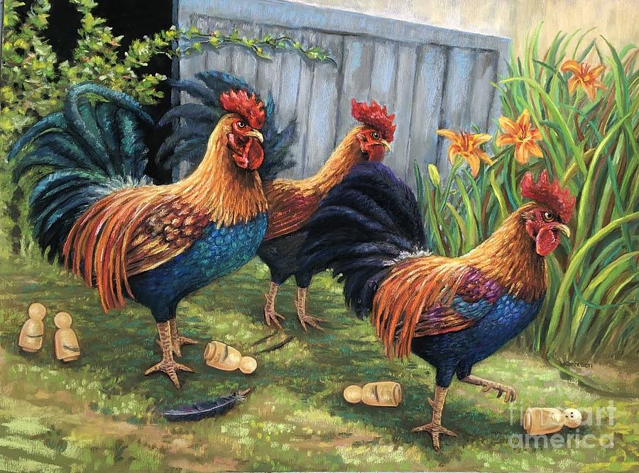 Rooster Tales Pastel by Wendy Koehrsen
