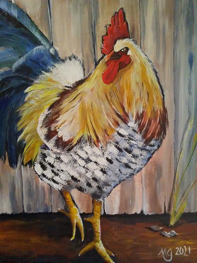 Rooster Walk Painting by Mindy Gibbs