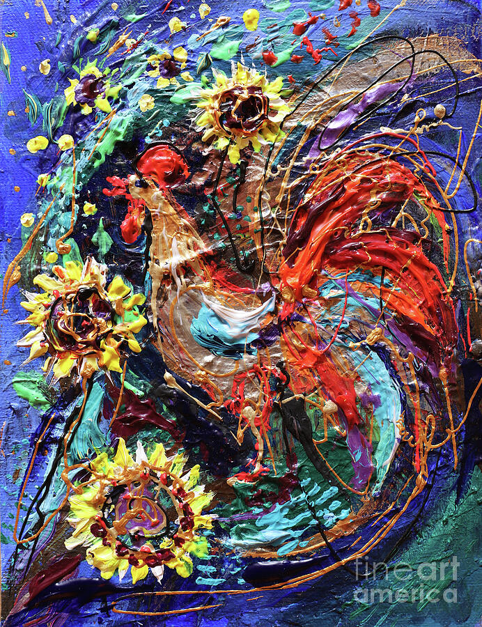 Rooster's Refrain Painting by Elena Kotliarker - Fine Art America