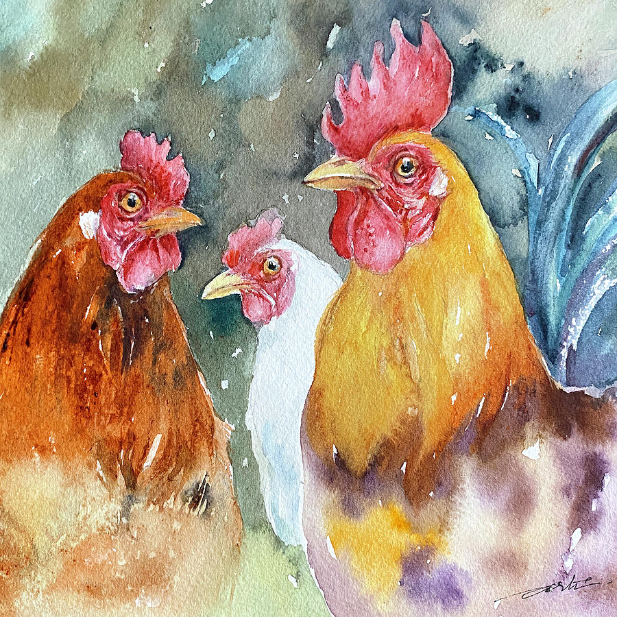 Roosters_Pecking Order Painting by Arti Chauhan