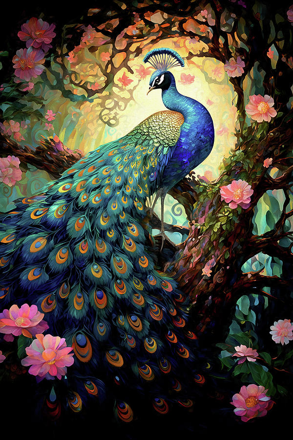 Roosting Peacock Digital Art by Peggy Collins
