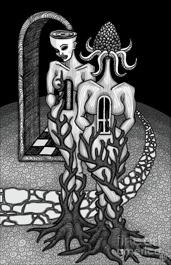 Rooted Drawing by Amy E Fraser