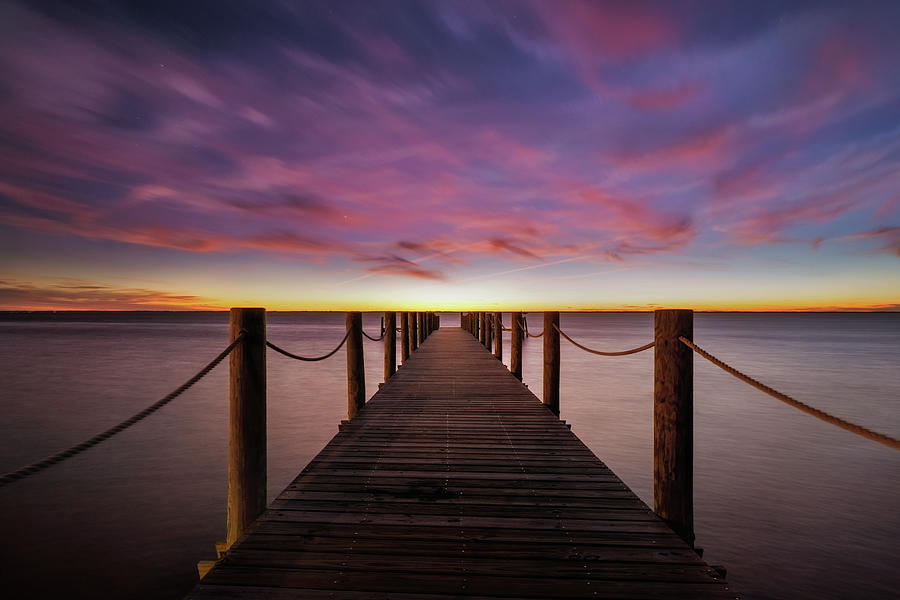 Rope Pier Sunset, Long Exposure, Duck NC Photograph by Tommy White
